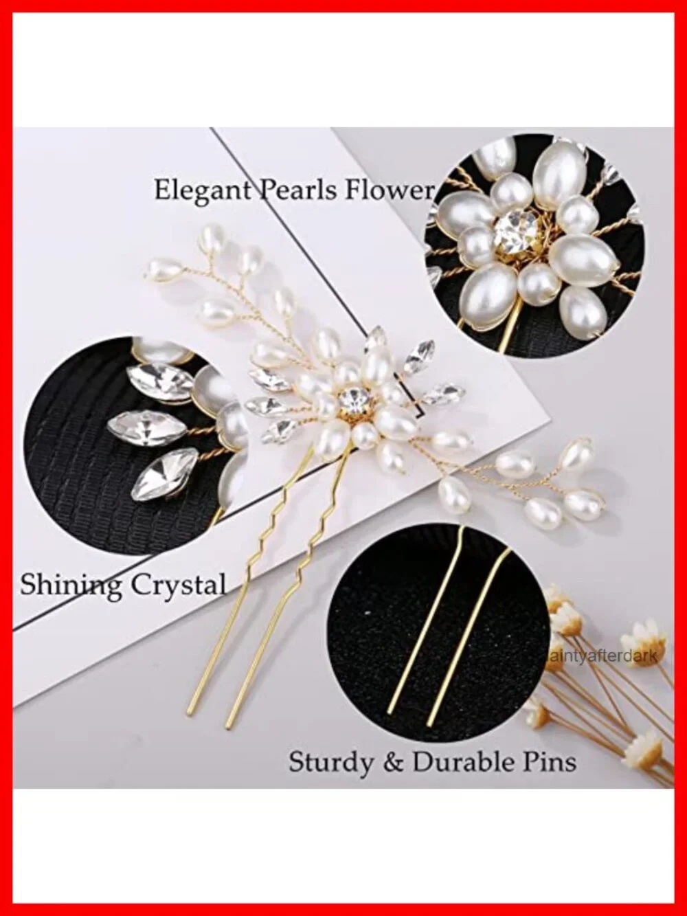 Pearl Crystal Rhinestone Bridal Hair Comb and 4 Pins Set
